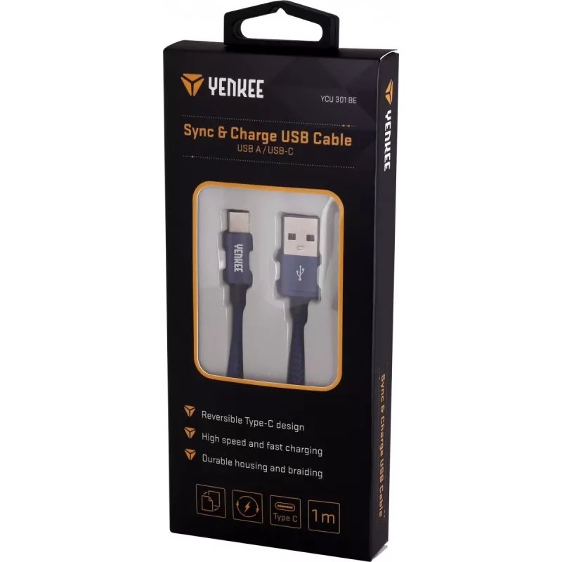 Cable YENKEE YCU 301 BE USB-A 2.0/USB-C 1m lila