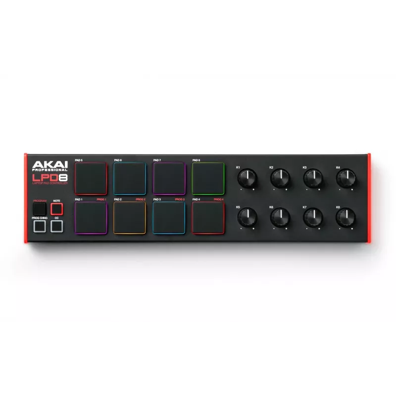 Teclado MIDI Akai LPD8 MKII 8 teclas USB negro, rojo