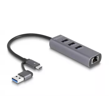 Estación de acoplamiento y replicador de puertos para portátil DeLOCK 64282 con cable USB 3.2 Gen 1 (3.1 Gen 1) Type-C gris (64282)