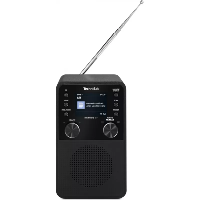Radio digital TECHNISAT DigitRadio 317 — negra, recepción FM y DAB+