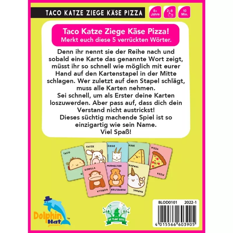 Taco Cat Goat Cheese Pizza, juego de cartas