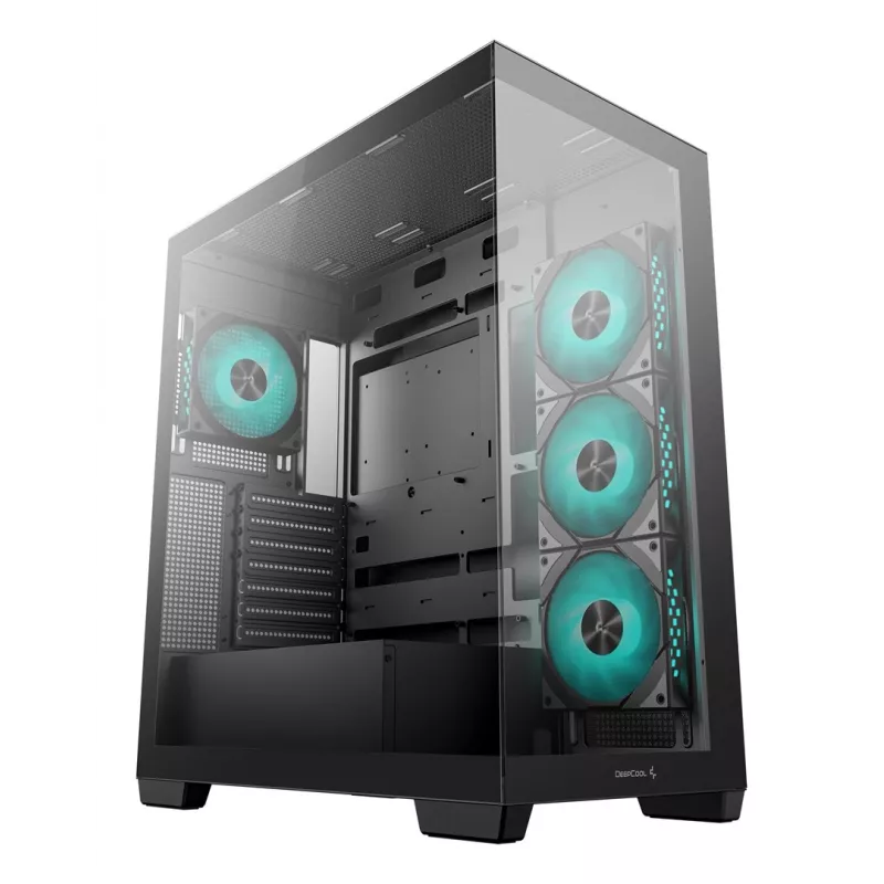Caja de PC DeepCool CG580 4F semitorre — ATX/ITX/MicroATX, cristal templado, 3×120mm+1×120mm ventiladores, 2×3,5