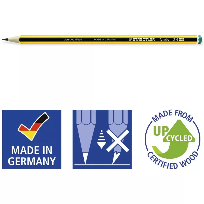 Staedtler Noris 120 2H lápices, 12 uds., negro/amarillo