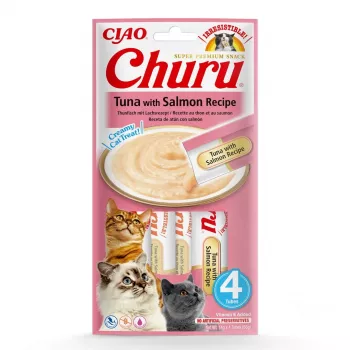 INABA Churu atún con salmón - snacks para gatos - 4x14 g