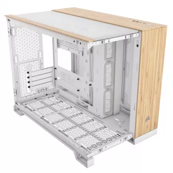 Caja de ordenador Corsair CC-9011288-WW Midi Tower Bambú, Blanco