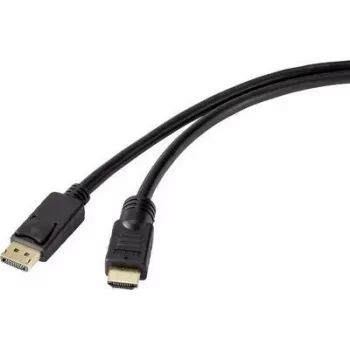 Renkforce Cable de conexión DisplayPort / HDMI 20,00 m RF-4596876 contactos de enchufe bañados en oro negro [1x conector macho DisplayPort - 1x conector macho HDMI] (RF-4596876)