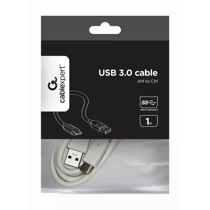 Cable de datos USB Gembird USB A a USB C 1 m, USB 3.2 Gen 1, blanco