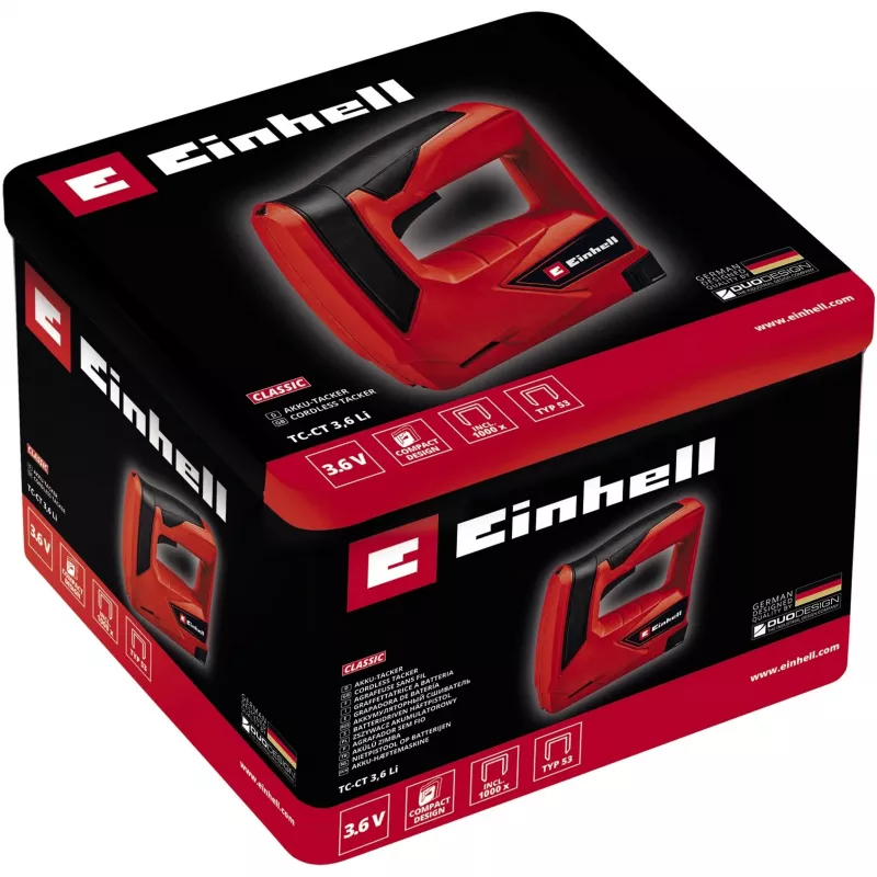 Grapadora a batería TC-CT 3,6 Li, grapadora eléctrica rojo/negro, batería de litio 1,3 Ah
