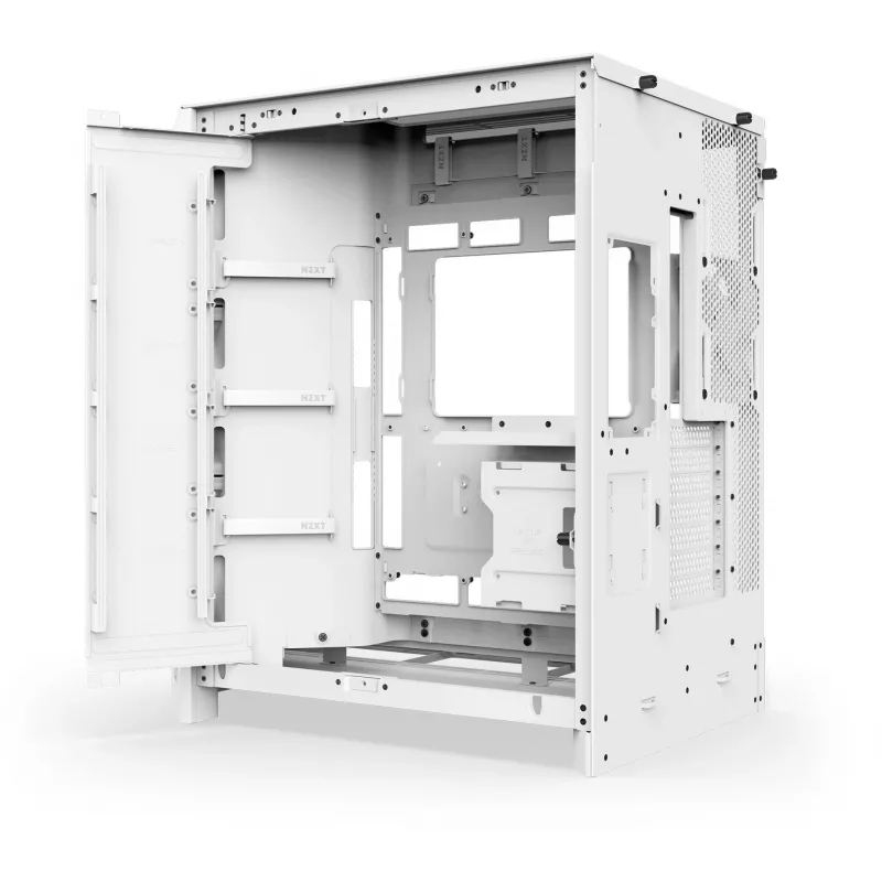 Caja de PC NZXT H9 Flow Midi Tower blanca – ATX/EATX/Micro ATX/Mini-ITX, 3x140mm frontal, 1x120mm trasero, 2 bahías de 3,5
