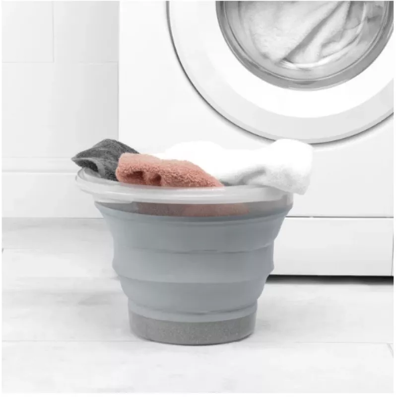 Cubo plegable Beldray LA084354GRYBEU7 10 L, cuerpo de silicona plegable, diseño con purpurina