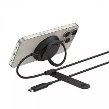 Belkin UltraCharge Base de carga inalámbrica Qi2 25 W con soporte trasero, negro (WIA014HQBK)