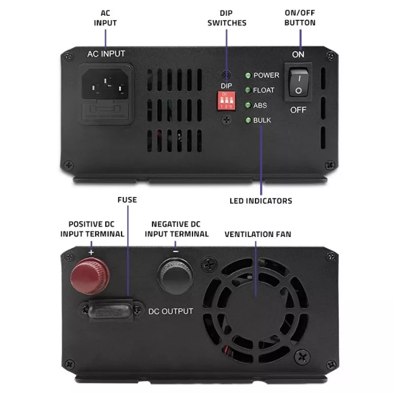 Cargador QOLTEC Monolith 20 A 12 V para baterías LiFePO4, AGM, GEL, SLA
