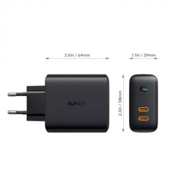 Cargador AUKEY PA-D2 para dispositivos móviles 36W negro uso en interiores