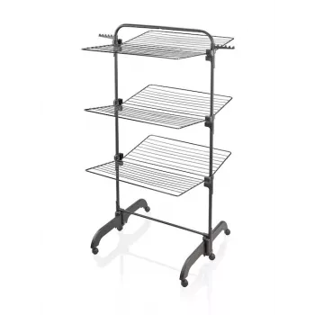 Tendedero Leifheit Seaford negro – superficie de secado 42 m, B760×T700×H1450 mm, plegable con ruedas