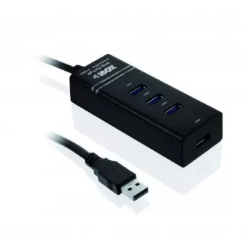 Hub USB 3.2 Gen 1 Type-A de 4 puertos IBOX IUH3FB, 5000 Mbit/s, negro, cable de 0,5 m