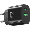 Cargador USB usams USA001629 25W 1×USB-C + 1×USB-A carga rápida