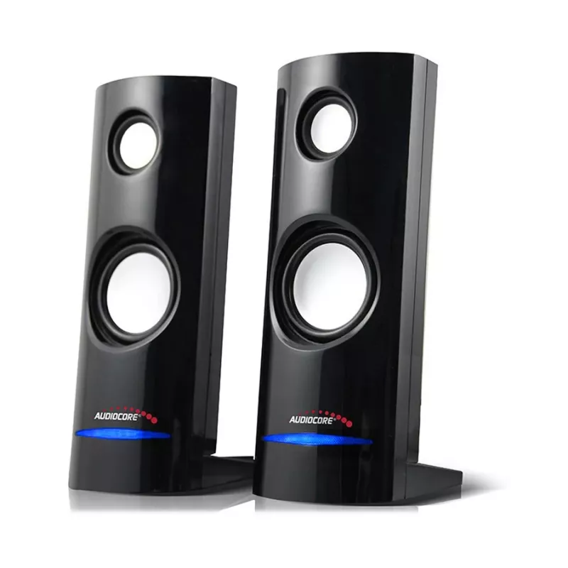 Altavoz de PC con cable de 2 vías Audiocore AC860, 2.0 canales, 4 W RMS, alimentación por USB, entrada de 3,5 mm, negro