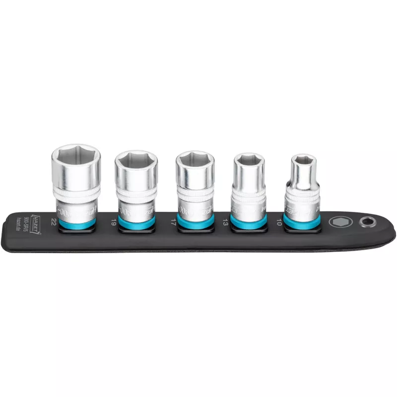 Juego de vasos Hazet 900-SR/5 accionamiento de 1/2 pulgadas vasos hexagonales SW 10–22, 5 piezas