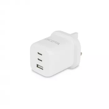 Fuente de alimentación Dicota - compacta, GaN - 65 vatios - 5 A - PD 3.0 - 3 puertos de salida (2 x USB-C, USB)