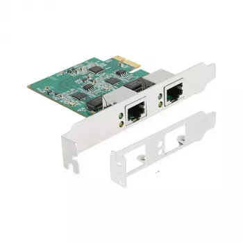 Tarjeta DeLOCK PCI Express x1 a 2 x RJ45 2,5 Gigabit LAN RTL8125 Ethernet por cable