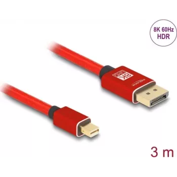 Cable DeLOCK Mini DisplayPort a DisplayPort 8K 60 Hz 3 m rojo metal