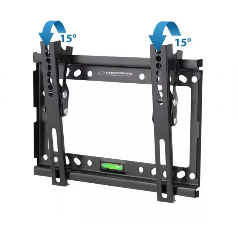 Soporte de pared para TV ESPERANZA ERW010 para 14 inch–50 inch (35,6–127 cm), inclinación 15°, VESA 75x75–200x200, carga máx. 25 kg, negro