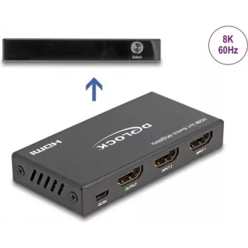 DeLOCK Switch HDMI 2 x entrada HDMI a 1 x salida HDMI 8K 60 Hz negro