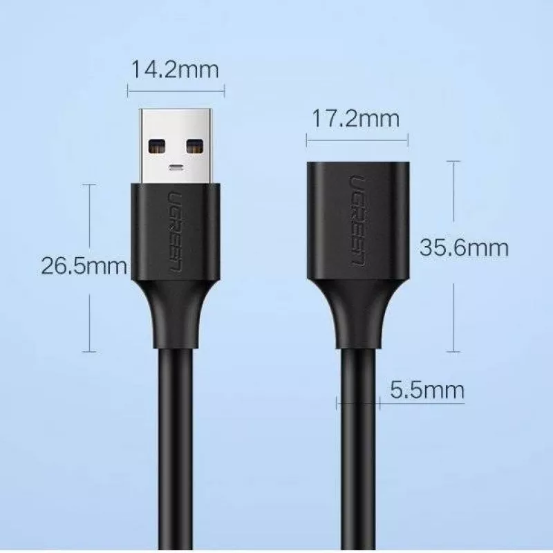 Adaptador alargador Ugreen USB 3.0 (hembra) a USB 3.0 (macho) 2 m (negro)