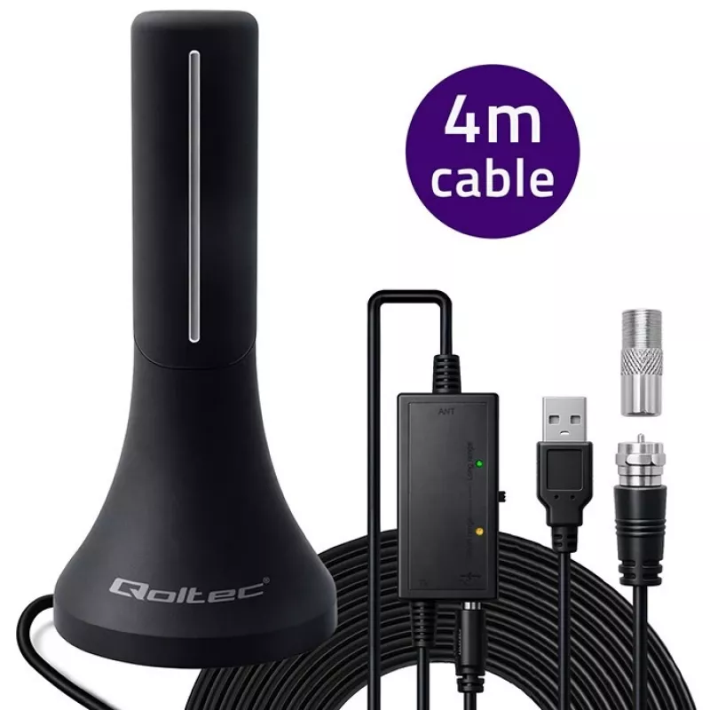 Antena de televisión QOLTEC TV DVB-T/T2 Qoltec (interior/exterior) Modelo 57065