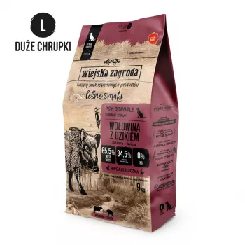 Comida seca para perros wiejskazagroda Ternera con Jabalí L 9 kg — mantenimiento para perros adultos, sin cereales, 31 % proteína
