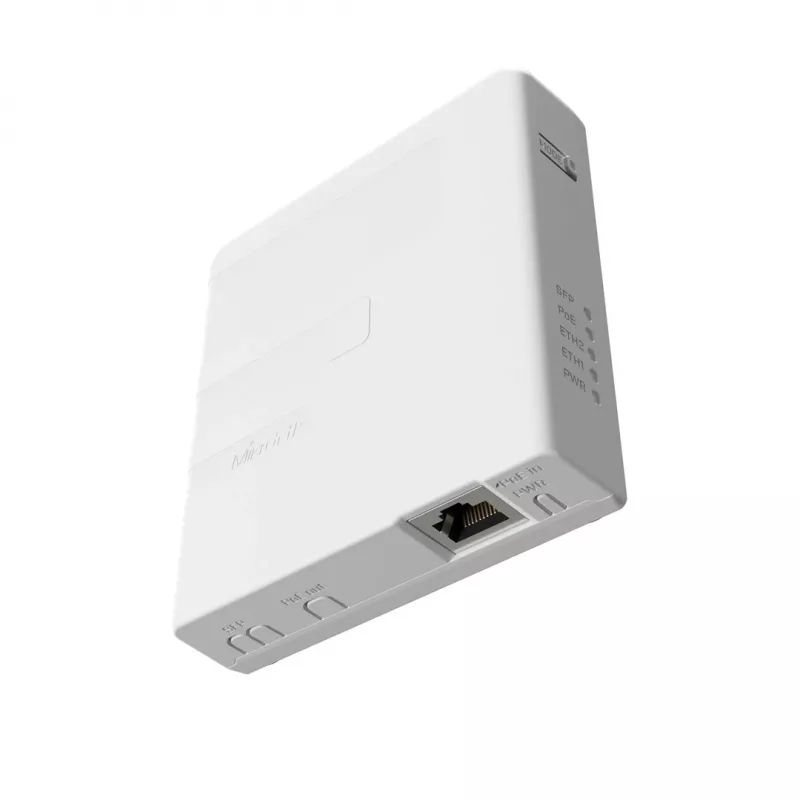 Inyector PoE MikroTik GPEN21 con SFP, Gigabit Ethernet (10/100/1000 Mbps), entrada de 12–57 V DC, blanco