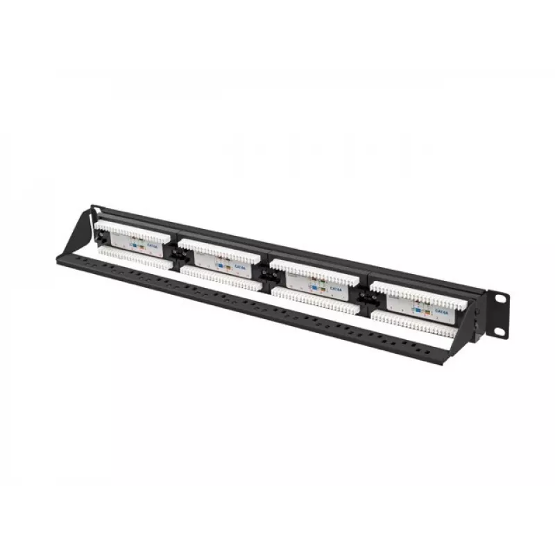 Patch panel 1U LANBERG PPUA-1024-B, 24 puertos, Cat6a, U/UTP, rack 1U, profundidad 102 mm, metal, negro