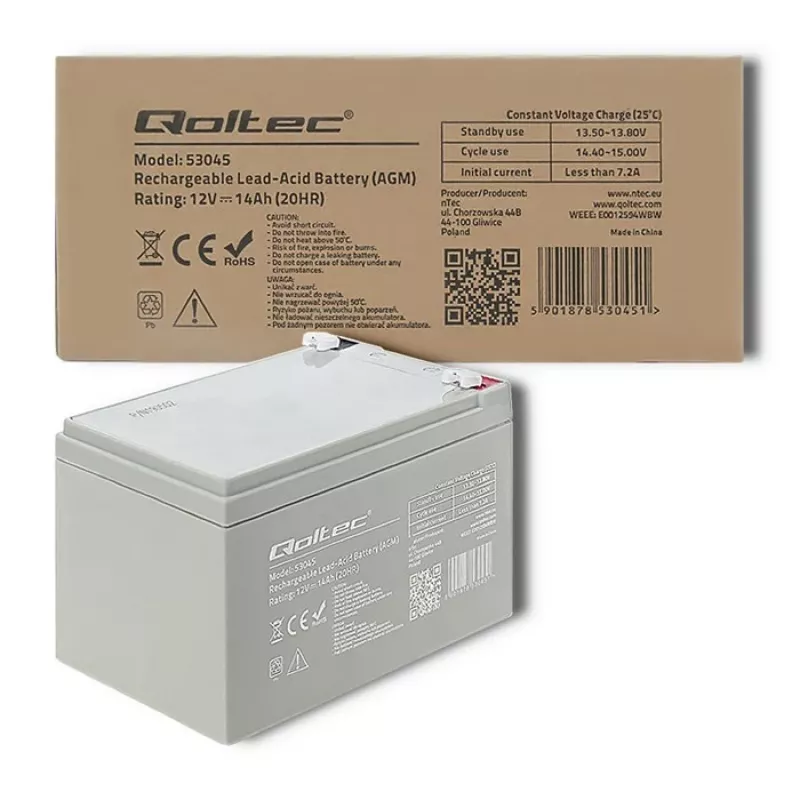 Qoltec 53045 Batería AGM 12V 14Ah