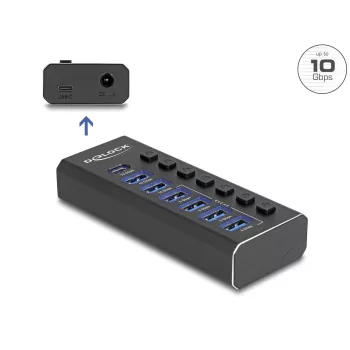DeLOCK 64326 Hub de interfaz USB 3.2 Gen 2 (3.1 Gen 2) Type-C 10000 Mbit/s Negro