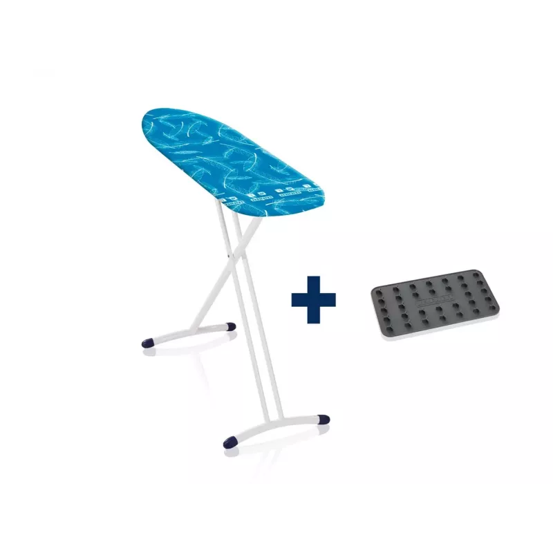 Tabla de planchar Leifheit Air Board L Solid Shoulder 130 x 38 cm, altura ajustable 76–100 cm, funda, blanca