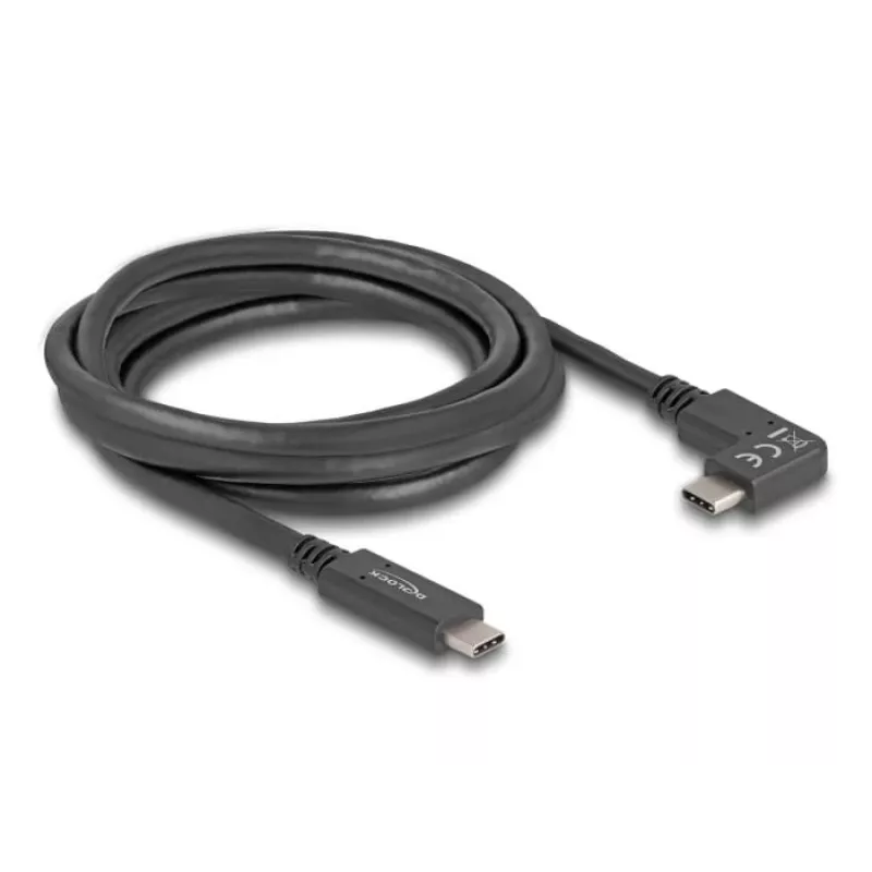 Cable USB DeLOCK USB Type-C macho a USB Type-C macho en ángulo 2 m 5 Gbit/s 4K PD 60 W
