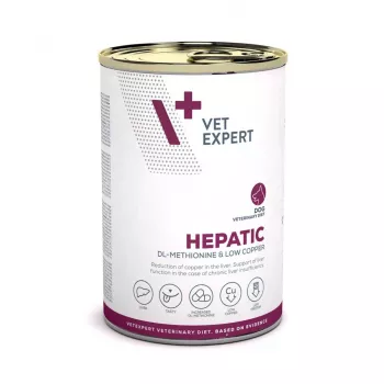 Comida húmeda para perros VETEXPERT Veterinary Diet Hepatic para perros, 400 g, soporte hepático, sabor a carne