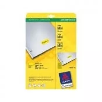 Etiquetas autoadhesivas de organización por colores Avery Zweckform L6037-20, Removibles, Amarillo, A4, 189 etiquetas/hoja (3780 uds.)