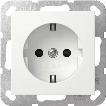 gira mecanismo de toma de corriente SCHUKO System 55 blanco puro modelo 445303, para marcos System 55