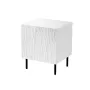 Mesita de noche Cama Meble JUNGLE 53,5×40,5×44 cm blanco mate, MDF y aglomerado, patas negras, set de 2