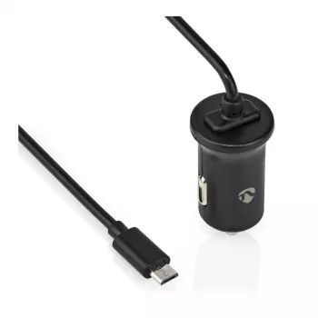 Nedis cargador de coche 12 W 1x 2,4 A - número de salidas: 1, cable Micro USB (fijo), salida de tensión única