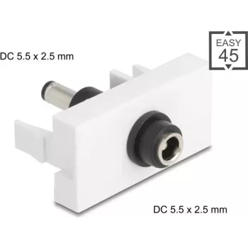 Módulo alargador de corriente DC DELOCK Easy 45 — conector hembra DC 5,5×2,5 mm a conector macho DC 5,5×2,5 mm — Modelo 90865