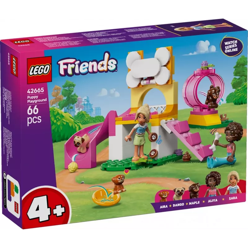 Juguete de construcción LEGO Friends Parque de juegos para cachorros Set 42665, 66 piezas, 2 minifiguras, edad 4+