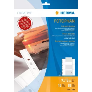 Fundas de fotos HERMA Fotophan 9x13 cm horizontal blanco 10 uds.