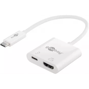 Adaptador multipuerto Goobay USB-C™ HDMI, blanco, 0,145 m - amplía un dispositivo USB-C™ con un puerto HDMI™ (62110)