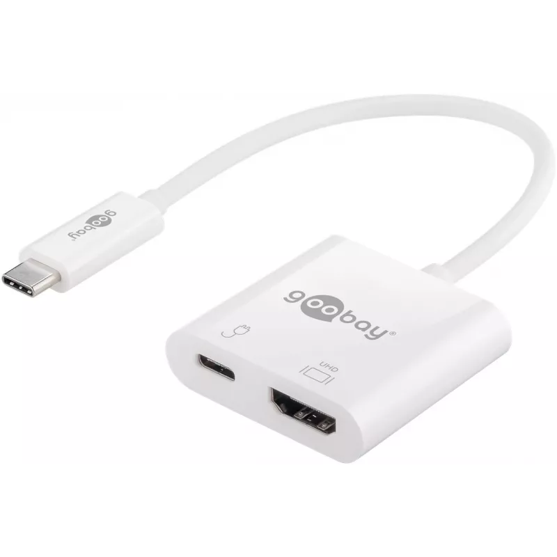 Adaptador multipuerto Goobay USB-C™ HDMI, blanco, 0,145 m - amplía un dispositivo USB-C™ con un puerto HDMI™ (62110)