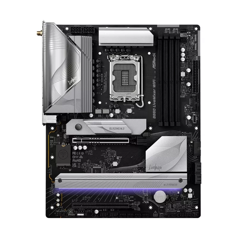 Placa base ASRock B860 LiveMixer WiFi — Intel B860, LGA 1851, ATX, DDR5, 4 DIMM, Wi‑Fi 6E, 2.5Gb LAN