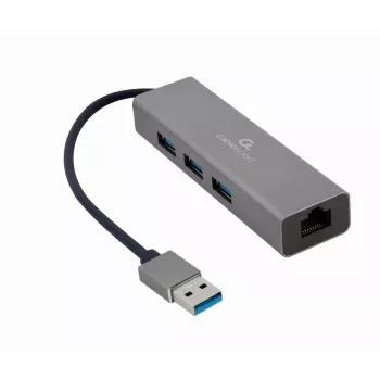 Gembird A-AMU3-LAN-01 adaptador USB-A a Gigabit LAN con hub USB 3.0 de 3 puertos, negro