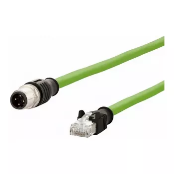 METZ CONNECT - Cable de red - M12 (4 polos) (B) a RJ-45 (S) - 5,0 m - 6,5 mm - SF/FTP - CAT 5e - libre de halógenos, sin lengüeta, hilo flexible, cadena de tracción, codificado D - Verde (142M1D15050)