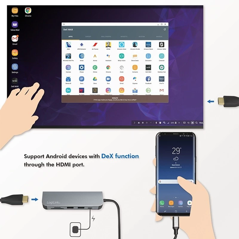 LogiLink UA0343 hub multipuerto USB-C aluminio USB 3.2 2nd Gen Mult